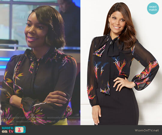 New York & Company Eva Mendes Collection Isabella Bow Blouse worn by Mary Jane Paul (Gabrielle Union) on Being Mary Jane