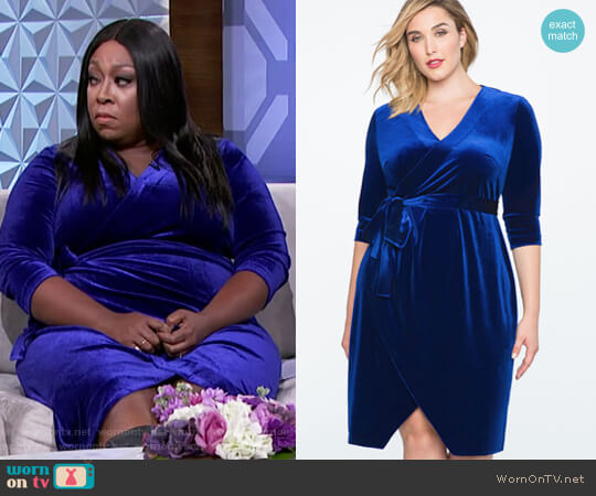 Eloquii Velvet Wrap Dress worn by Loni Love on The Real