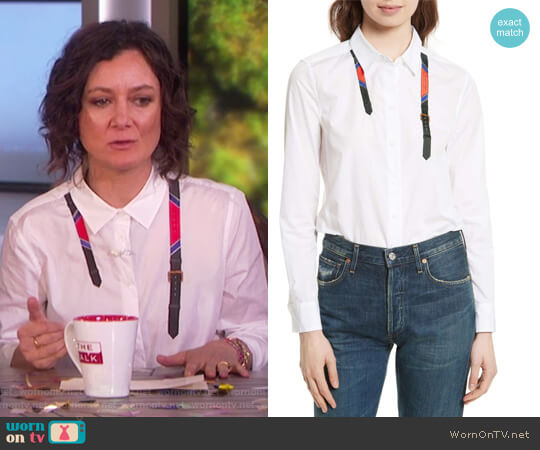 Equipment Essential Trompe lOeil Shirt worn by Sara Gilbert on The Talk
