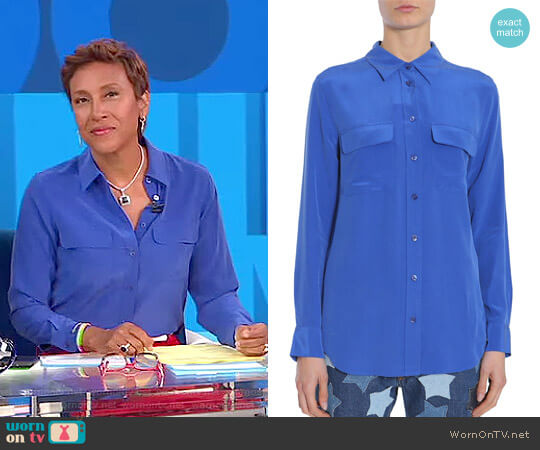 Equipment Silk Shirt worn by Robin Roberts on Good Morning America