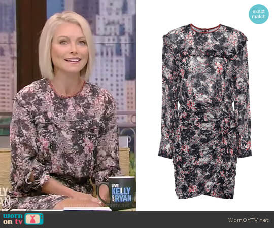 Etoile Isabel Marant Jirvina Floral-Print Sheer Mini Dress worn by Kelly Ripa on Live with Kelly and Mark