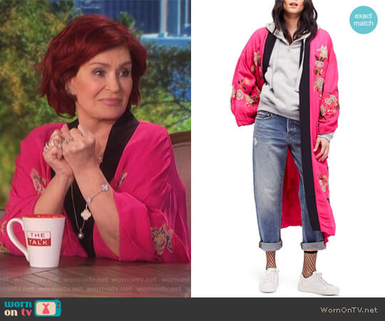 Free People Embroidered Kimono Coat worn by Sharon Osbourne on The Talk