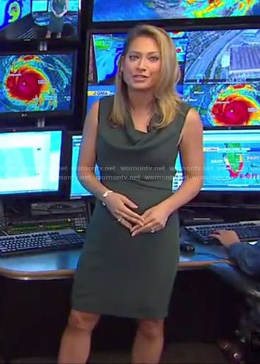 Ginger’s green cowl neck dress on Good Morning America