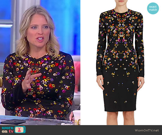 Givenchy Pansy-Print Jersey Long-Sleeve Dress worn by Sara Haines on The View