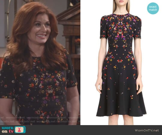 Givenchy Pansy Print Stretch Cady Dress worn by Grace Adler (Debra Messing) on Will and Grace