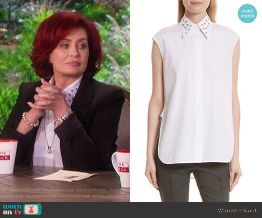 Helmut Lang Eyelet Cotton Poplin Shirt worn by Sharon Osbourne on The Talk