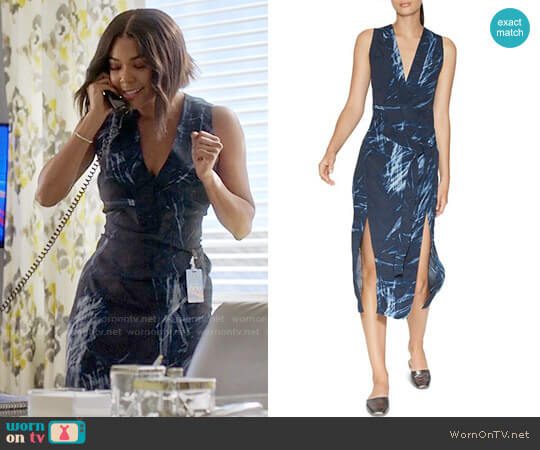 Halston Heritage Printed Double-Slit Dress worn by Mary Jane Paul (Gabrielle Union) on Being Mary Jane