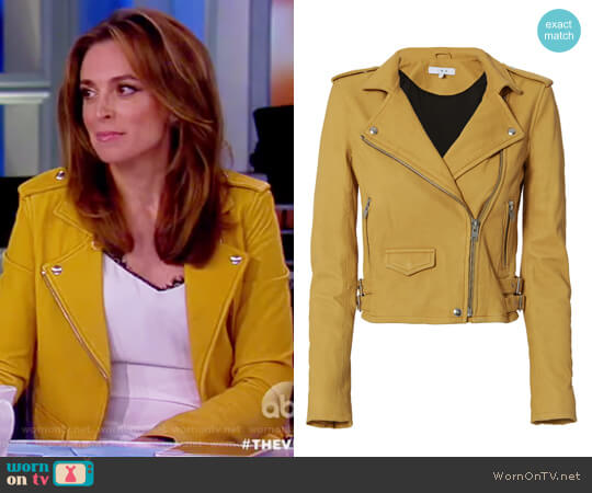 IRO Ashville Yellow Cropped Leather Jacket worn by Jedediah Bila on The View