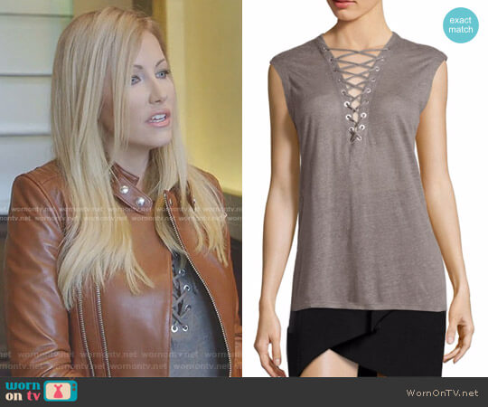 IRO Tissa Sleeveless Top worn by Stephanie Hollman on The Real Housewives of Dallas
