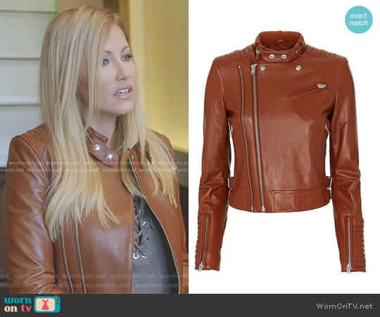 IRO Luciana Leather Jacket worn by Stephanie Hollman on The Real Housewives of Dallas