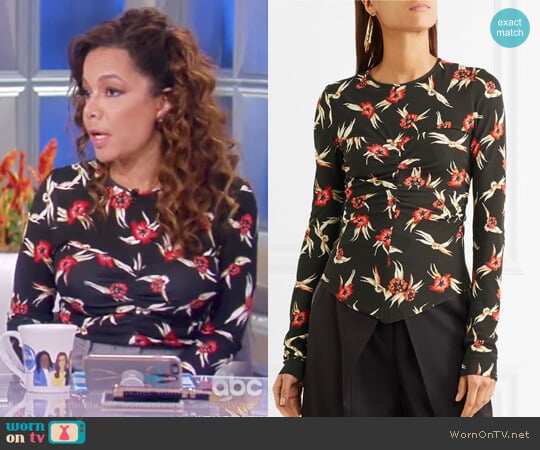Isabel Marant Domino ruched floral-print stretch-crepe top worn by Sunny Hostin on The View
