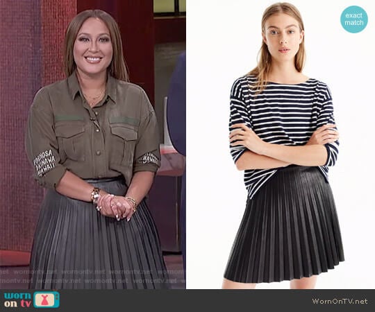 J. Crew Faux-Leather Pleated Mini Skirt worn by Adrienne Houghton on The Real
