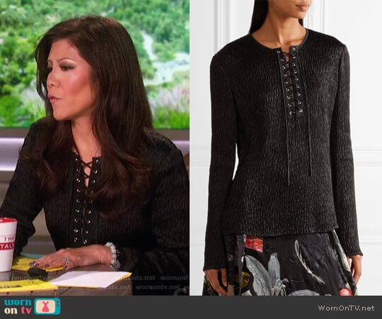 Jason Wu Lace-up Long Sleeve Top worn by Julie Chen on The Talk