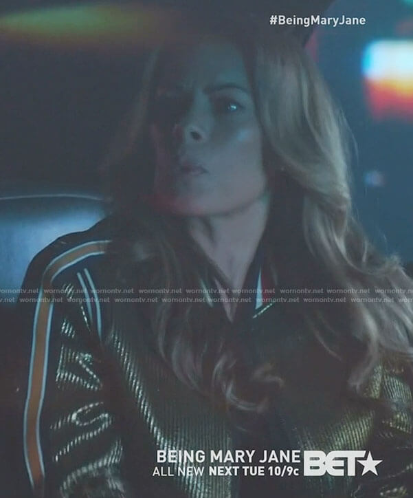 Kara’s metallic bomber jacket on Being Mary Jane