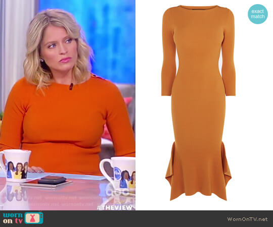 Karen Millen Frill Hem Knitted Midi Dress worn by Sara Haines on The View