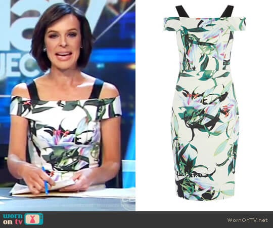Karen Millen Lily Print Pencil Dress worn by Natarsha Belling on The Project