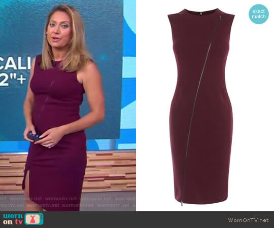 Karen Millen Zip-Front Pencil Dress worn by Ginger Zee on Good Morning America