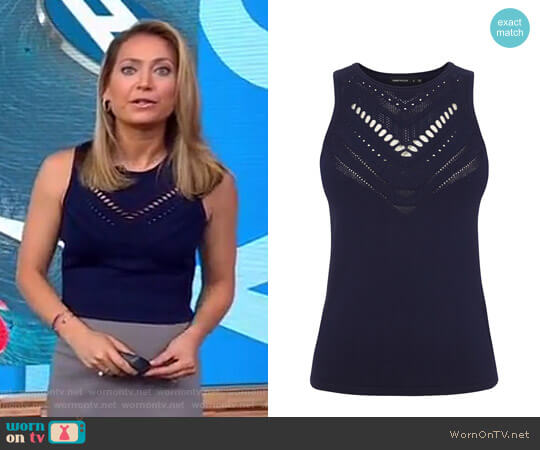 Karen Millen Open Knit Top worn by Ginger Zee on Good Morning America
