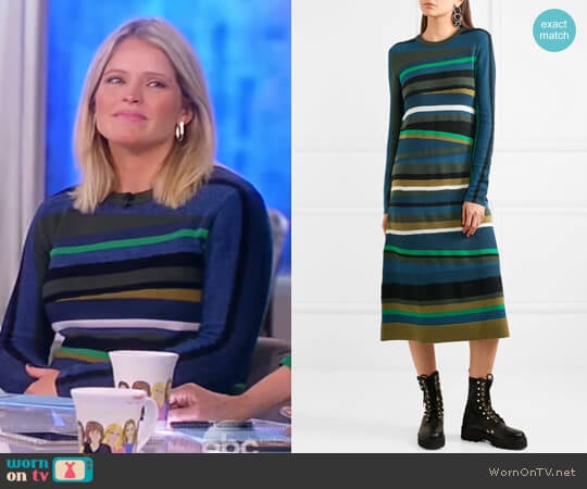 Kenzo Striped knitted midi dress worn by Sara Haines on The View