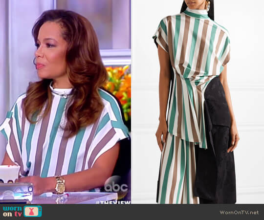 Loewe Open-back stretch-jersey and satin-jacquard top worn by Sunny Hostin on The View