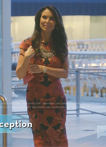 LeeAnn’s black floral midi dress on The Real Housewives of Dallas