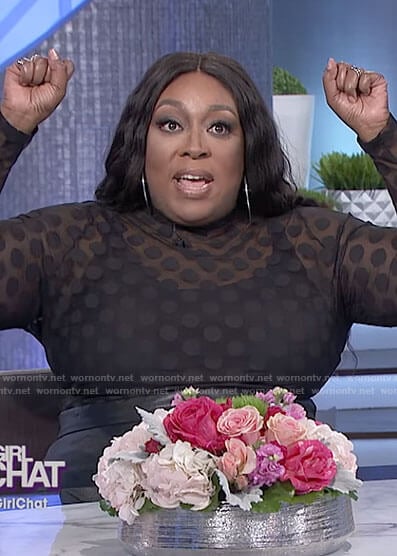 Loni’s black dot mesh top on The Real