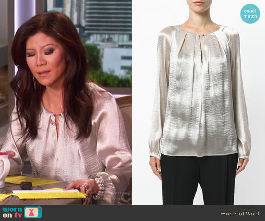 Max Mara Chain Fastening Pleat Blouse worn by Julie Chen on The Talk