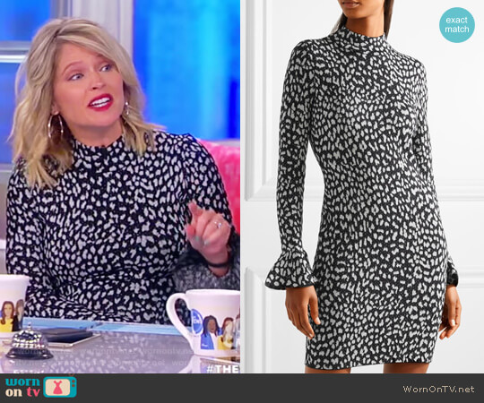 MICHAEL Michael Kors Metallic jacquard-knit mini dress worn by Sara Haines on The View