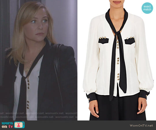 Maison Mayle Silk Tieneck Blouse worn by Arizona Robbins (Jessica Capshaw) on Greys Anatomy