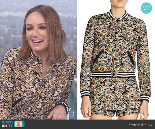 Maje Baslira Tapestry-Inspired Jacquard Bomber Jacket worn by Catt Sadler on E! News