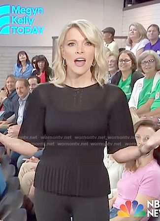 Megyn’s black pleated sleeve top on Megyn Kelly Today