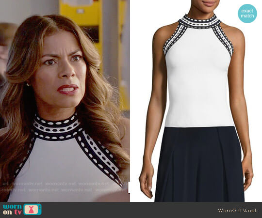 Milly Woven Trim Halter Top worn by Kara Lynch (Lisa Vidal) on Being Mary Jane