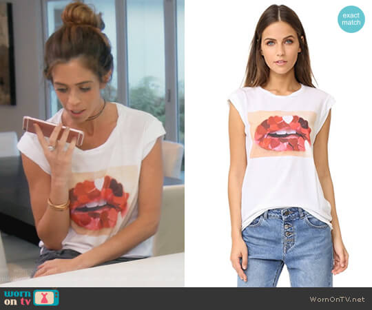 Pam & Gela Heart Mouth Frankie Tee worn by Lydia McLaughlin on The Real Housewives of Orange County