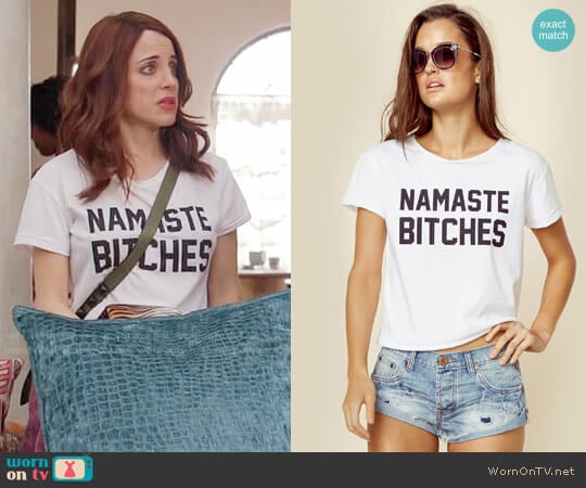 Private Party Namaste Bitches T-shirt worn by Jo (Alanna Ubach) on Girlfriends Guide to Divorce