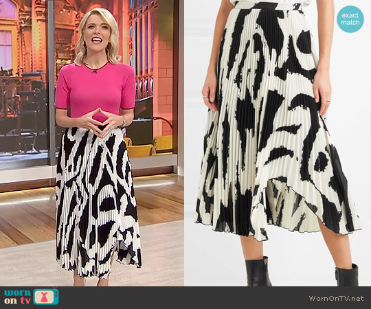 Proenza Schouler Asymmetric Pleated Printed Chiffon Midi Skirt worn by Megyn Kelly on Today