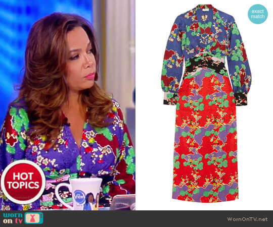 Rixo London Fedora printed silk-jacquard midi dress worn by Sunny Hostin on The View