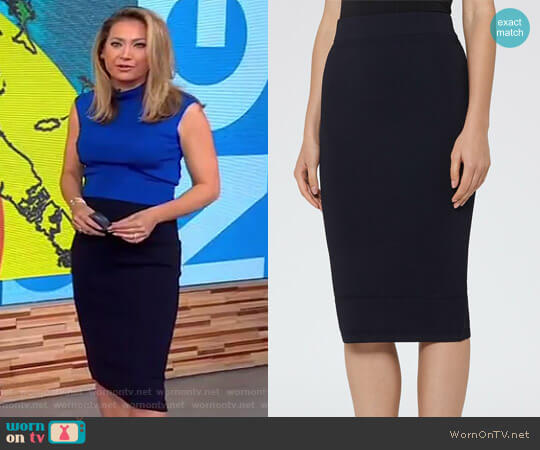 Reiss Guardian Knitted Pencil Skirt worn by Ginger Zee on Good Morning America
