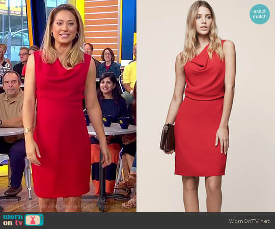 Reiss Marie Cowl Neck Shift Dress worn by Ginger Zee on Good Morning America