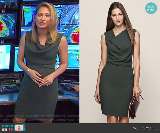 Reiss Marie Cowl Neck Shift Dress worn by Ginger Zee on Good Morning America