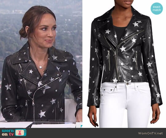 RTA Nico Starred Raven Leather Biker Jacket worn by Catt Sadler on E! News