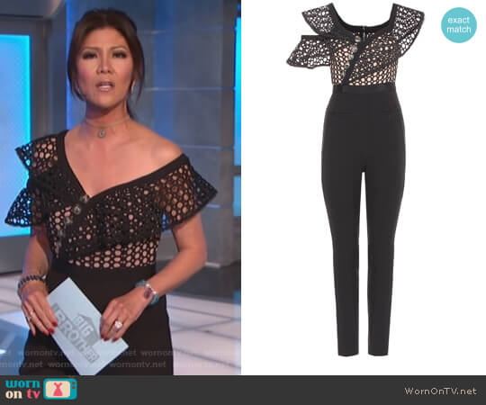 Self Portrait Lace Frill Jumpsuit worn by Julie Chen on Big Brother