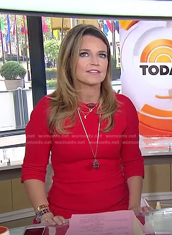 Savannah’s red three quarter sleeve dress on Today