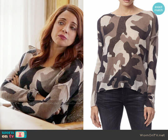 Skull Cashmere Camo Sweater worn by Jo (Alanna Ubach) on Girlfriends Guide to Divorce