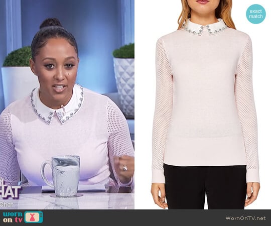 Ted Baker Braydey Embellished Collar Sweater worn by Tamera Mowry on The Real