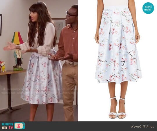 Ted Baker Floral-Printed Midi Skirt worn by Tahani Al-Jamil (Jameela Jamil) on The Good Place