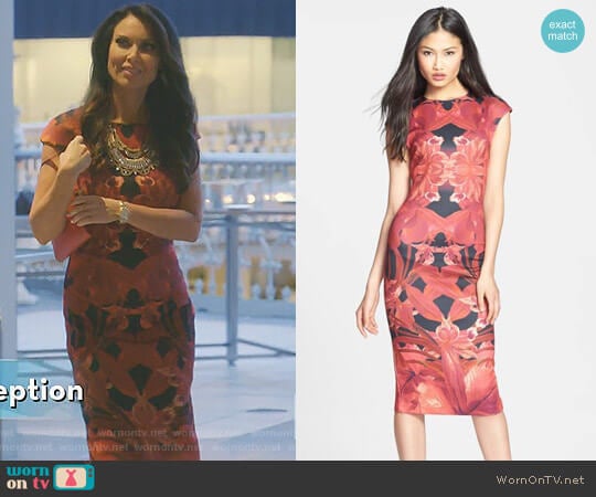 Ted Baker Jungle Orchid Print Neoprene Midi Dress worn by LeeAnne Locken on The Real Housewives of Dallas