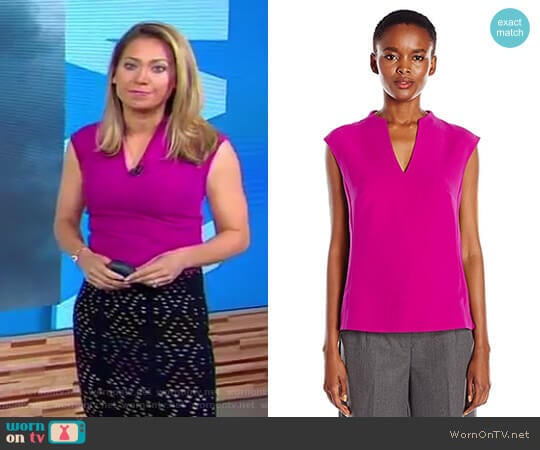 Ted Baker Paysy High Neck Long Back Panel Top worn by Ginger Zee on Good Morning America
