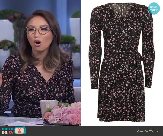 Topshop Star Plisse Wrap Dress worn by Jeannie Mai on The Real