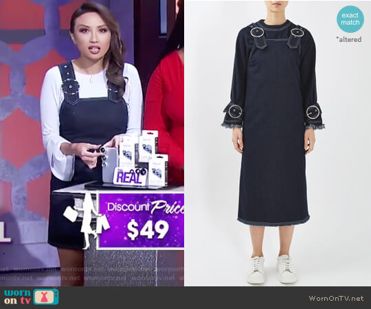 Topshop Boutique Buckle Pinafore Dress worn by Jeannie Mai on The Real