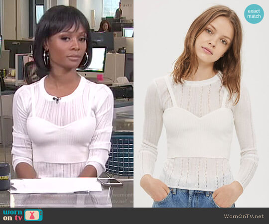 Topshop Corset Pointelle Top worn by Zuri Hall on E! News